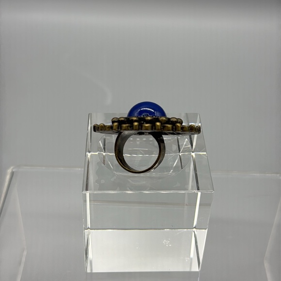 Elegant Blue and Brass Statement Ring - Picture 2 of 4